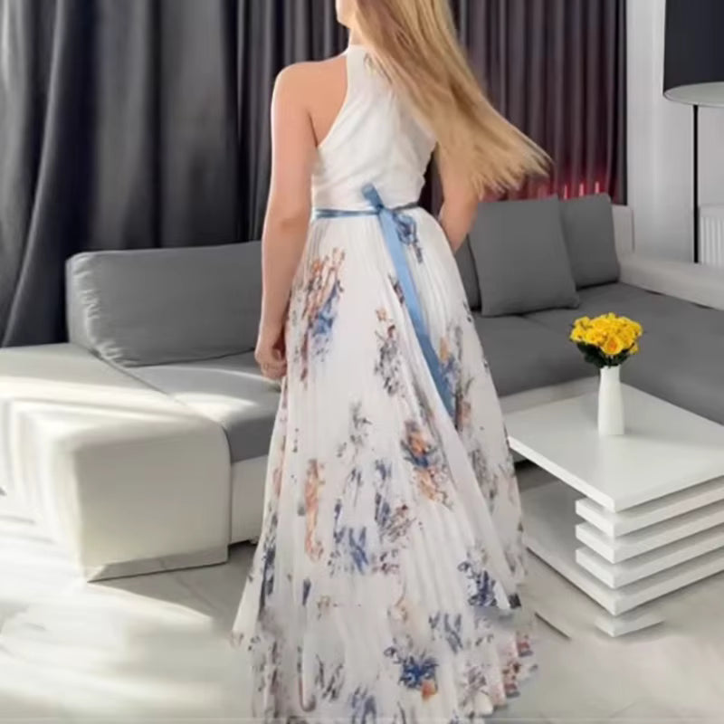 Elegant pleated everyday maxi dress for women | Rowella
