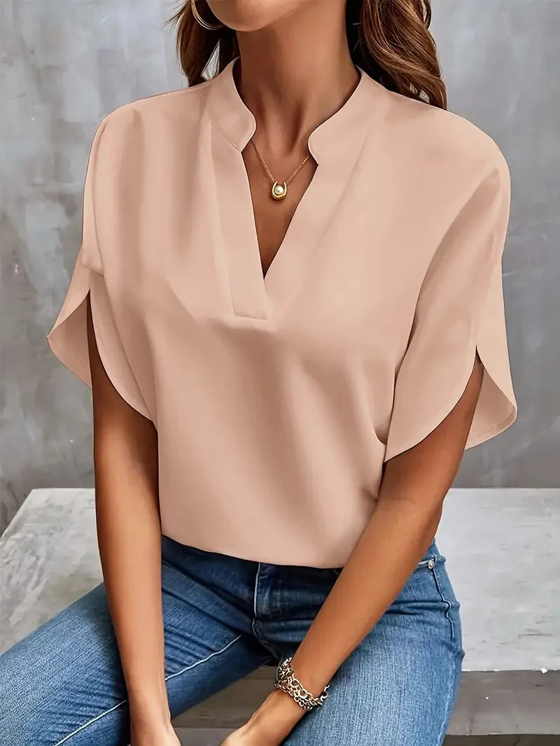 Elegant flowing V-neck blouse for women | Annemie