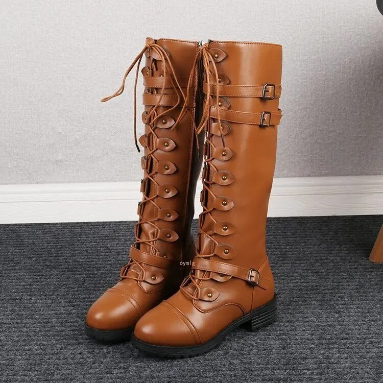 Raquel | Women's Buckle Lace-Up Retro Boot