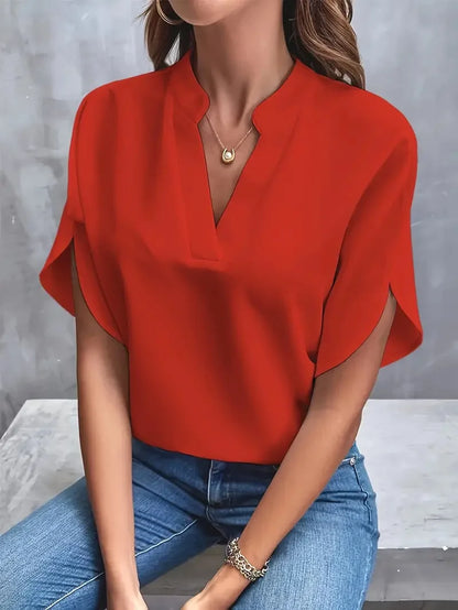 Elegant flowing V-neck blouse for women | Annemie