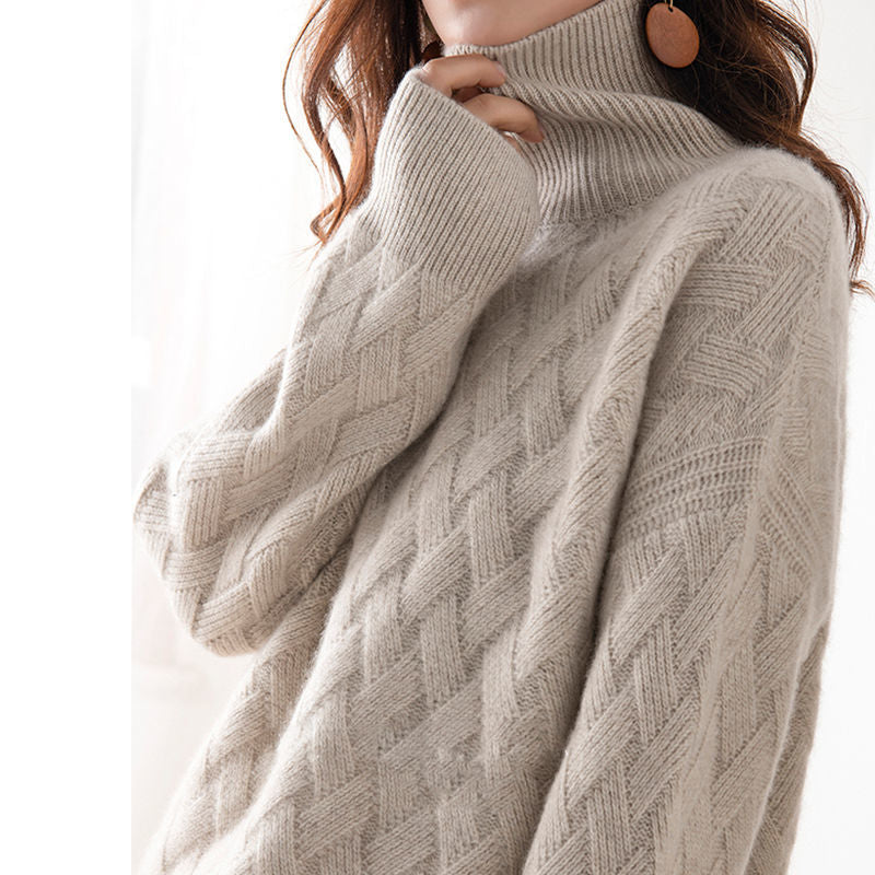 Oversized turtleneck knit sweater for women | Elowen