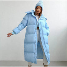 Women's Hooded Long Puffer Coat with Insulated Design