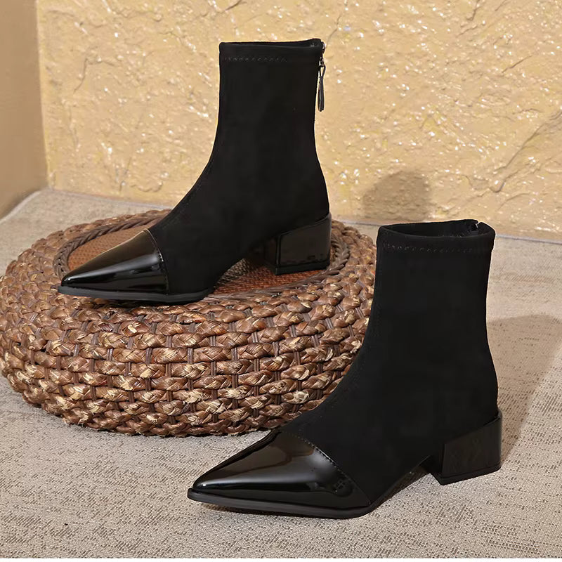 Refined ankle boots with block heel and modern accents for women | Selene