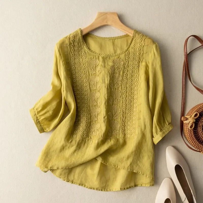 Flowing embroidered blouse for women | Celeste