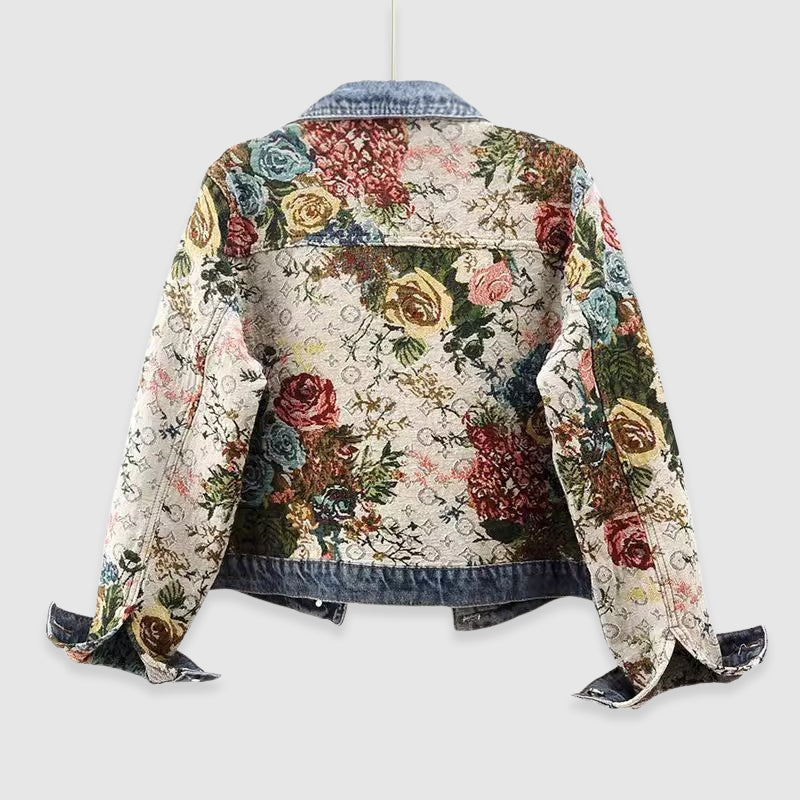 Floral-accent button jacket for women | Elara