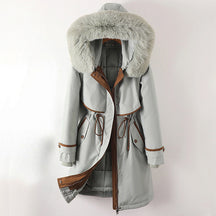 Elegant long winter coat with hood for women | Elowen