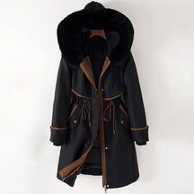 Elegant long winter coat with hood for women | Elowen