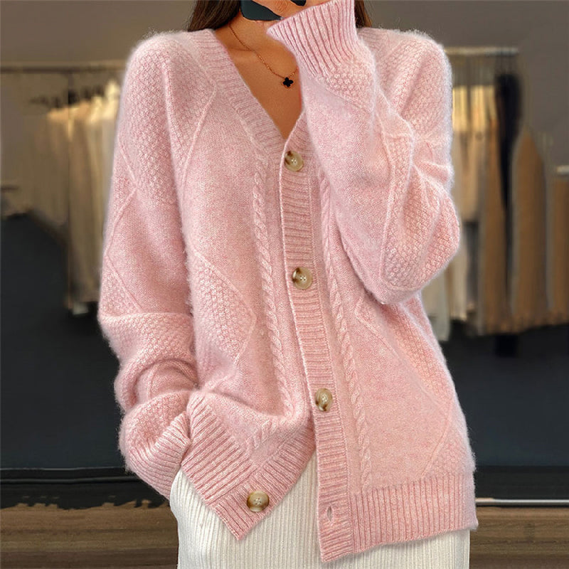 Virelle | Women's V Neck Button Front Knit Cardigan