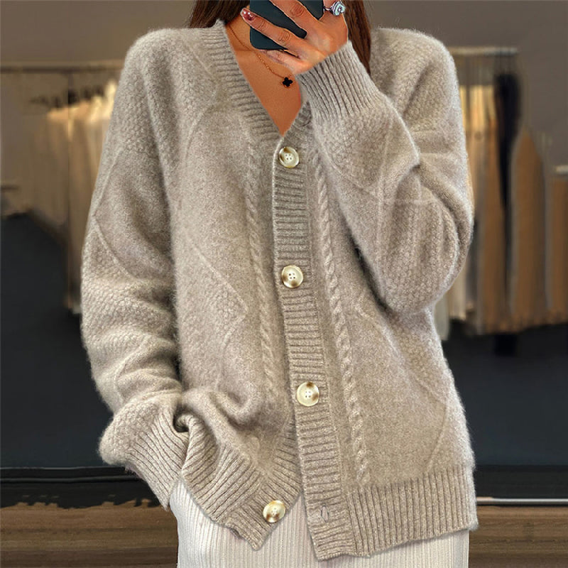 Virelle | Women's V Neck Button Front Knit Cardigan