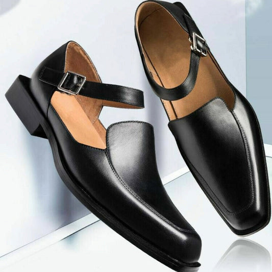Contemporary black strappy sandals for men | Matteo