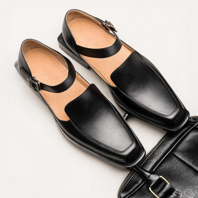Contemporary black strappy sandals for men | Matteo