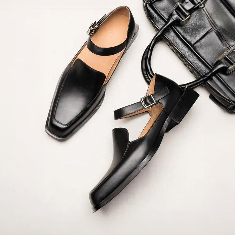 Contemporary black strappy sandals for men | Matteo