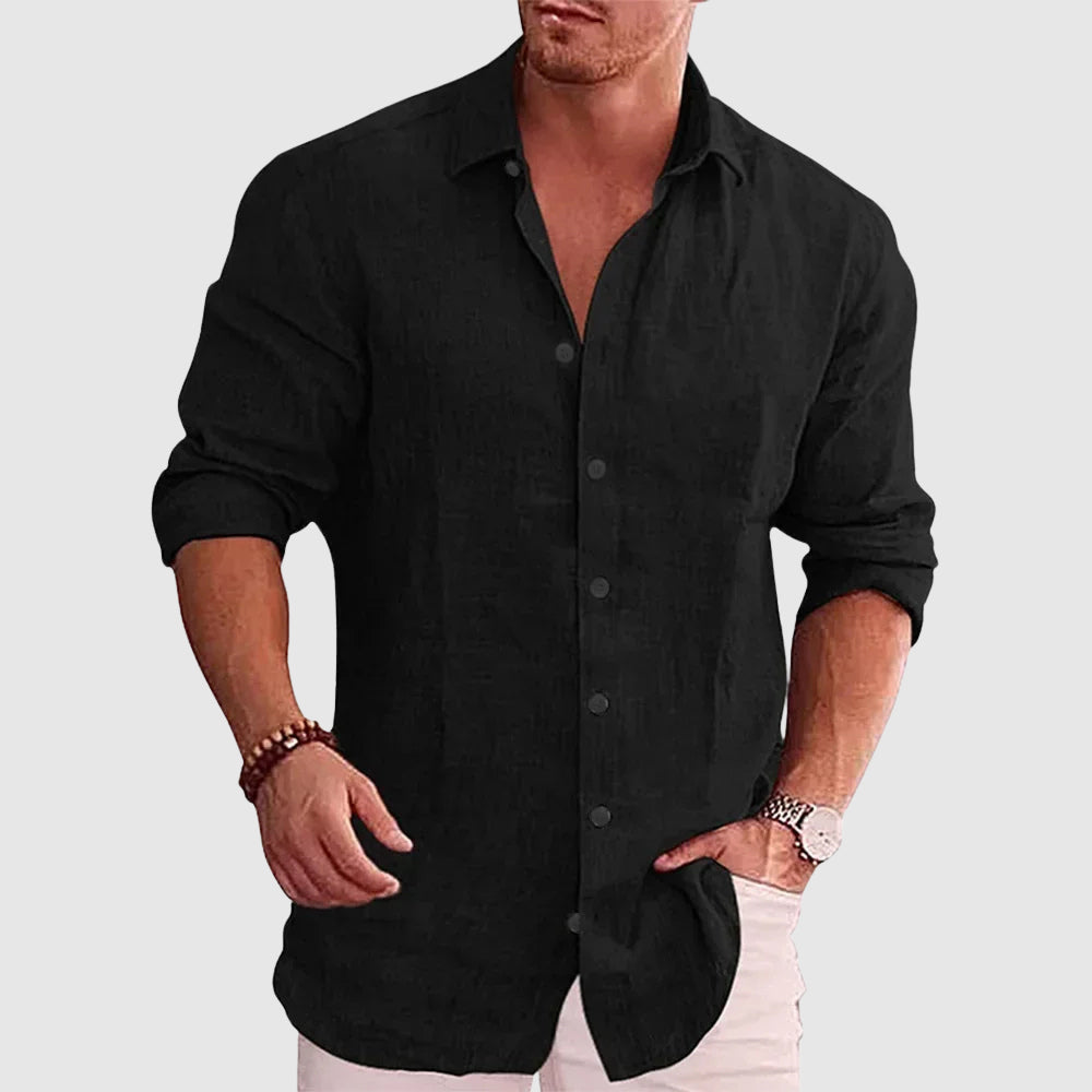 Rustic Textured Button-Up Shirt for Men | Alaric