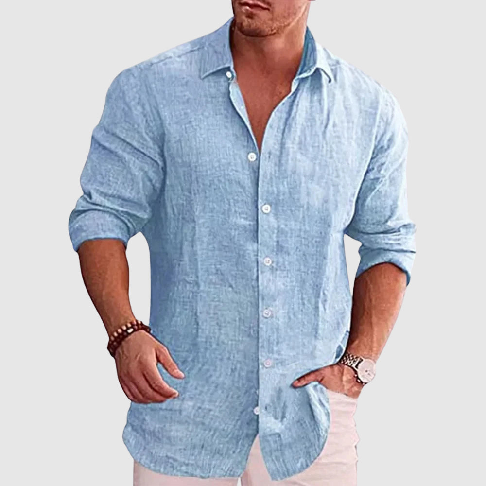 Rustic Textured Button-Up Shirt for Men | Alaric