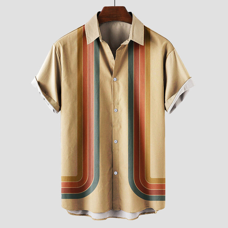 Retro striped short-sleeve shirt for men | Matteo