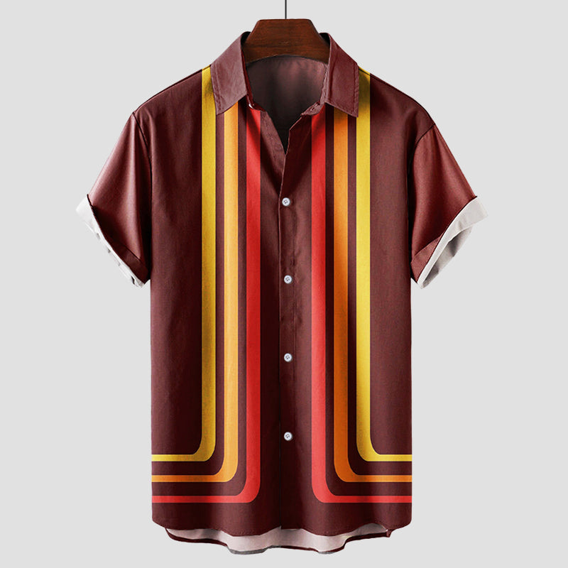 Retro striped short-sleeve shirt for men | Matteo