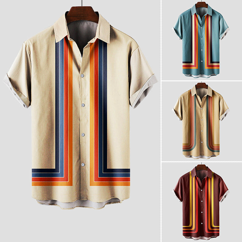 Retro striped short-sleeve shirt for men | Matteo