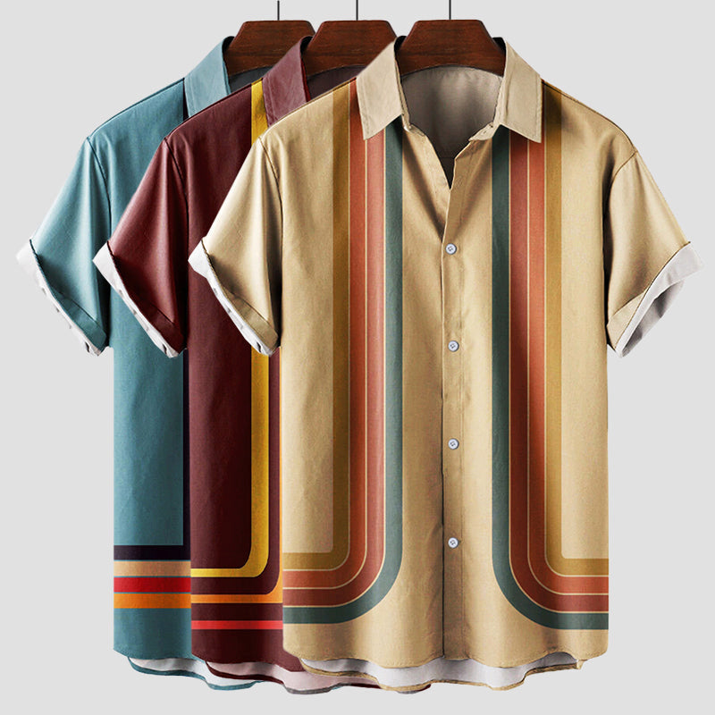 Retro striped short-sleeve shirt for men | Matteo