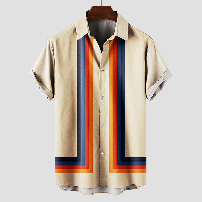 Retro striped short-sleeve shirt for men | Matteo