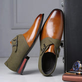 Double buckle loafers with polished finish for men | Elric