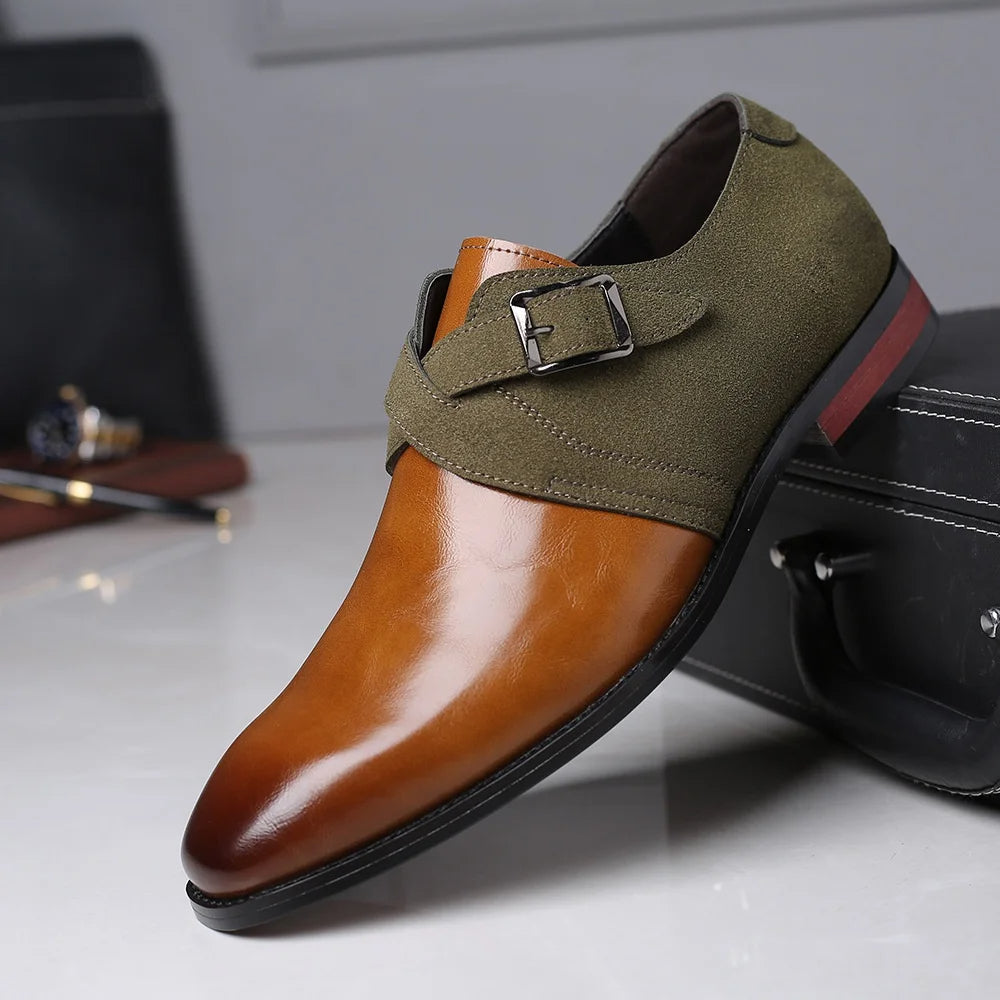 Double buckle loafers with polished finish for men | Elric
