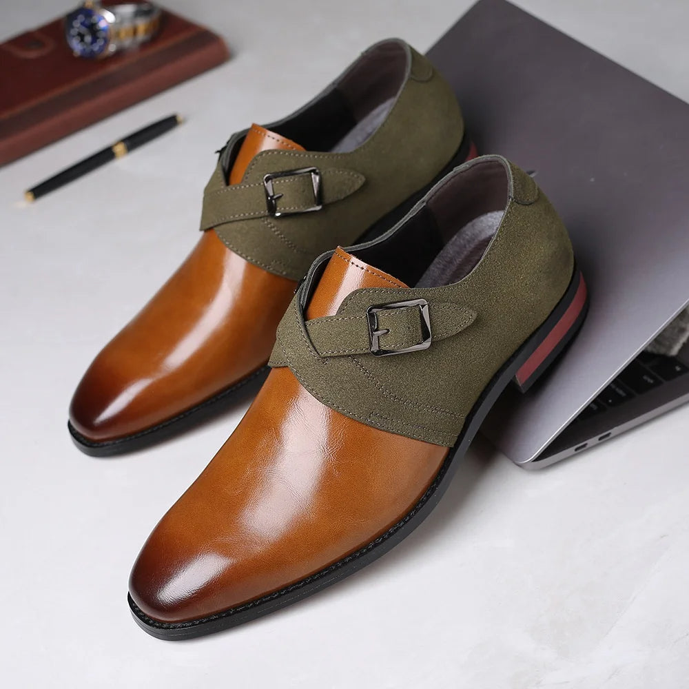 Double buckle loafers with polished finish for men | Elric