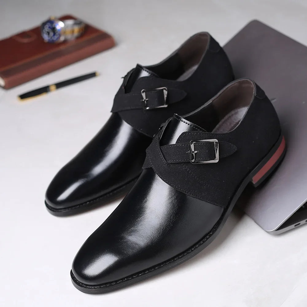 Double buckle loafers with polished finish for men | Elric