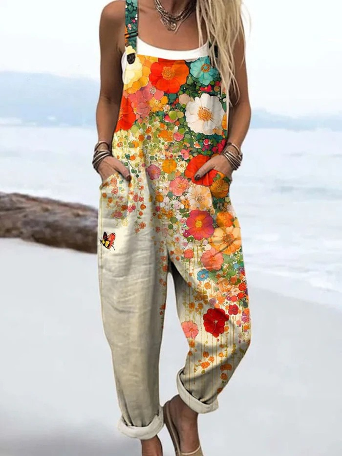 Relaxed floral wildflower everyday jumpsuit for women
