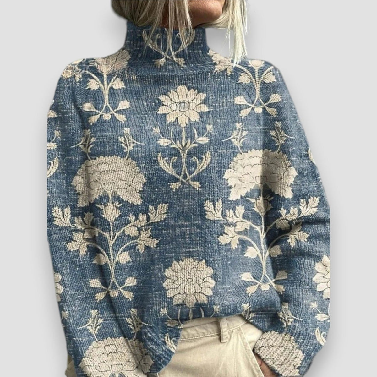 Beatrice | Women's Turtleneck Knit Sweater with Ribbed Cuffs