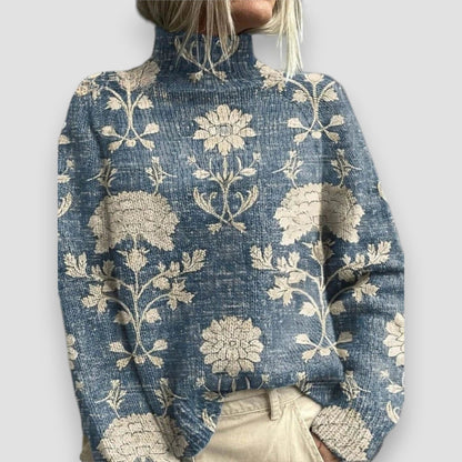 Beatrice | Women's Turtleneck Knit Sweater with Ribbed Cuffs