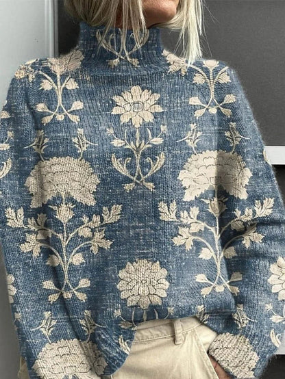 Beatrice | Women's Turtleneck Knit Sweater with Ribbed Cuffs