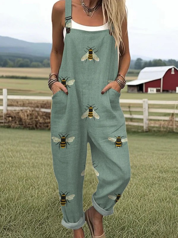 Millie | Women's Bee Print Relaxed Cuffed Jumpsuit