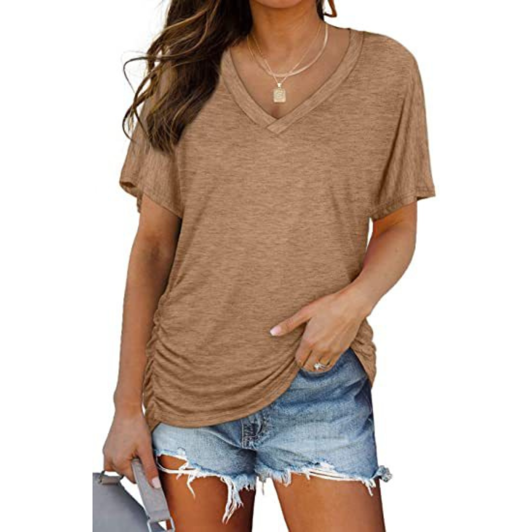 Classic V-neck loose-fit everyday shirt for women | Eily