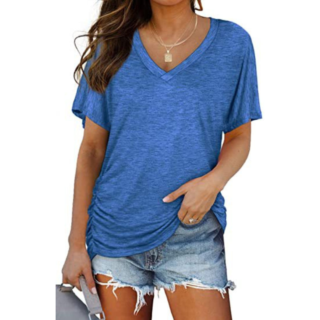Classic V-neck loose-fit everyday shirt for women | Eily
