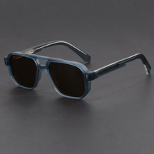 Bold-cut aviator sunglasses with blackout lenses for men | Kaelen