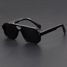 Bold-cut aviator sunglasses with blackout lenses for men | Kaelen