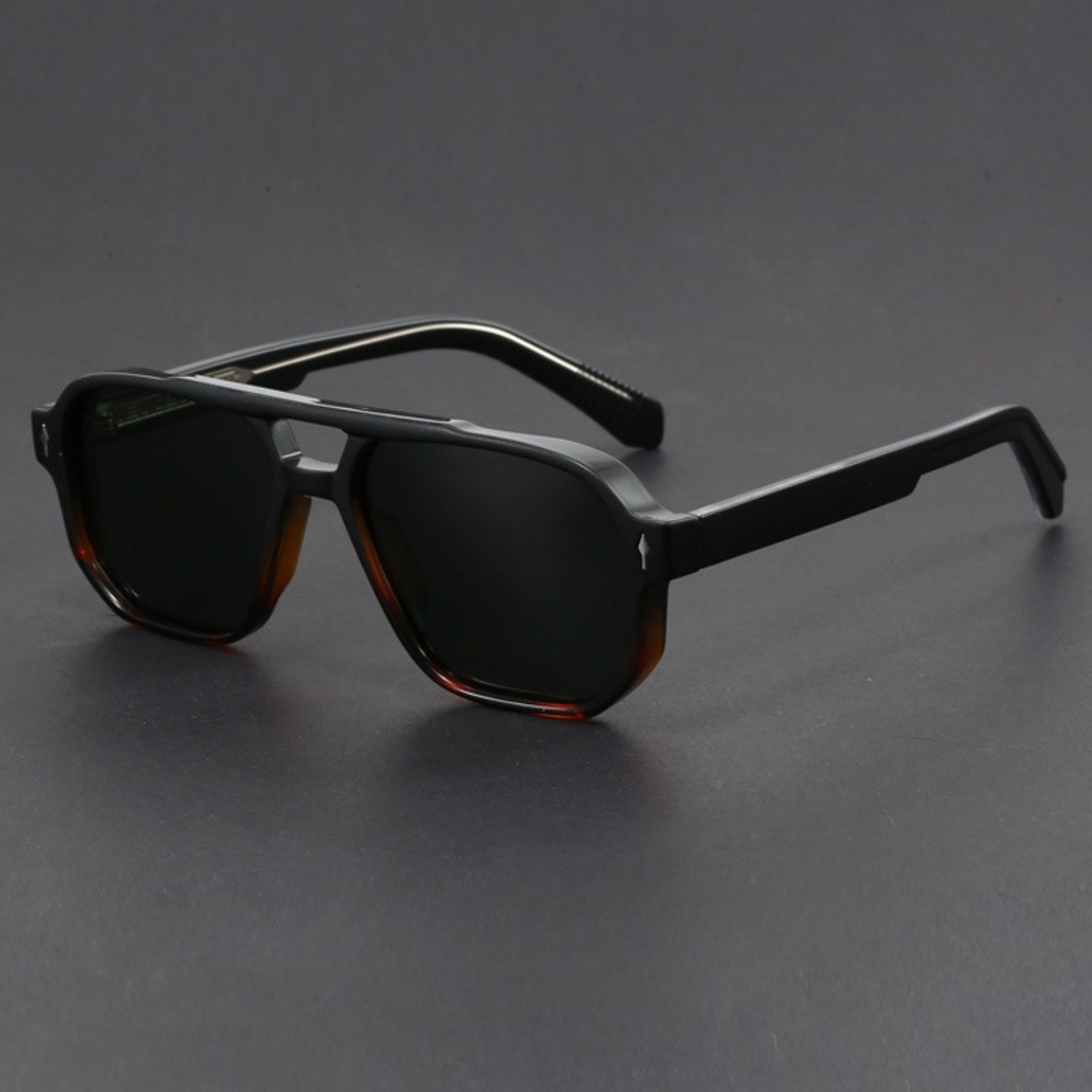 Bold-cut aviator sunglasses with blackout lenses for men | Kaelen