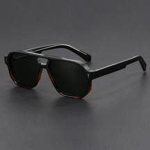 Bold-cut aviator sunglasses with blackout lenses for men | Kaelen