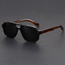Bold-cut aviator sunglasses with blackout lenses for men | Kaelen