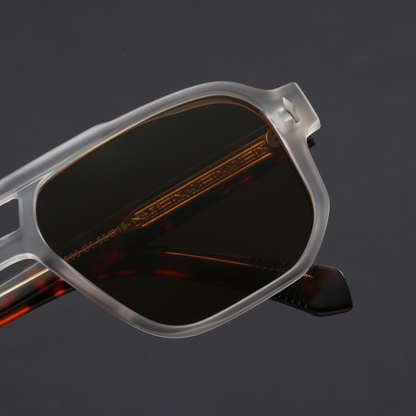 Bold-cut aviator sunglasses with blackout lenses for men | Kaelen