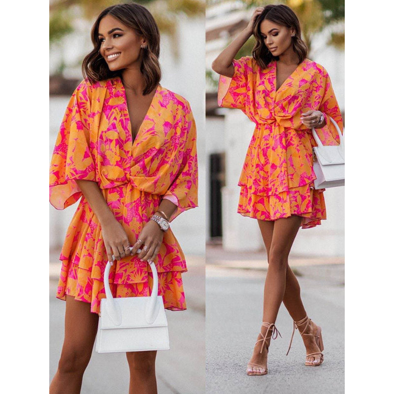 Floral cinched waist mini dress for women | Bianca