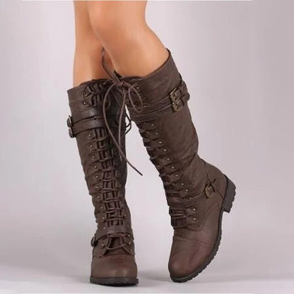 Raquel | Women's Buckle Lace-Up Retro Boot