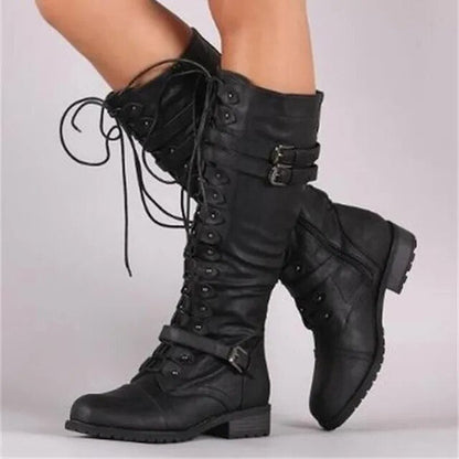 Raquel | Women's Buckle Lace-Up Retro Boot