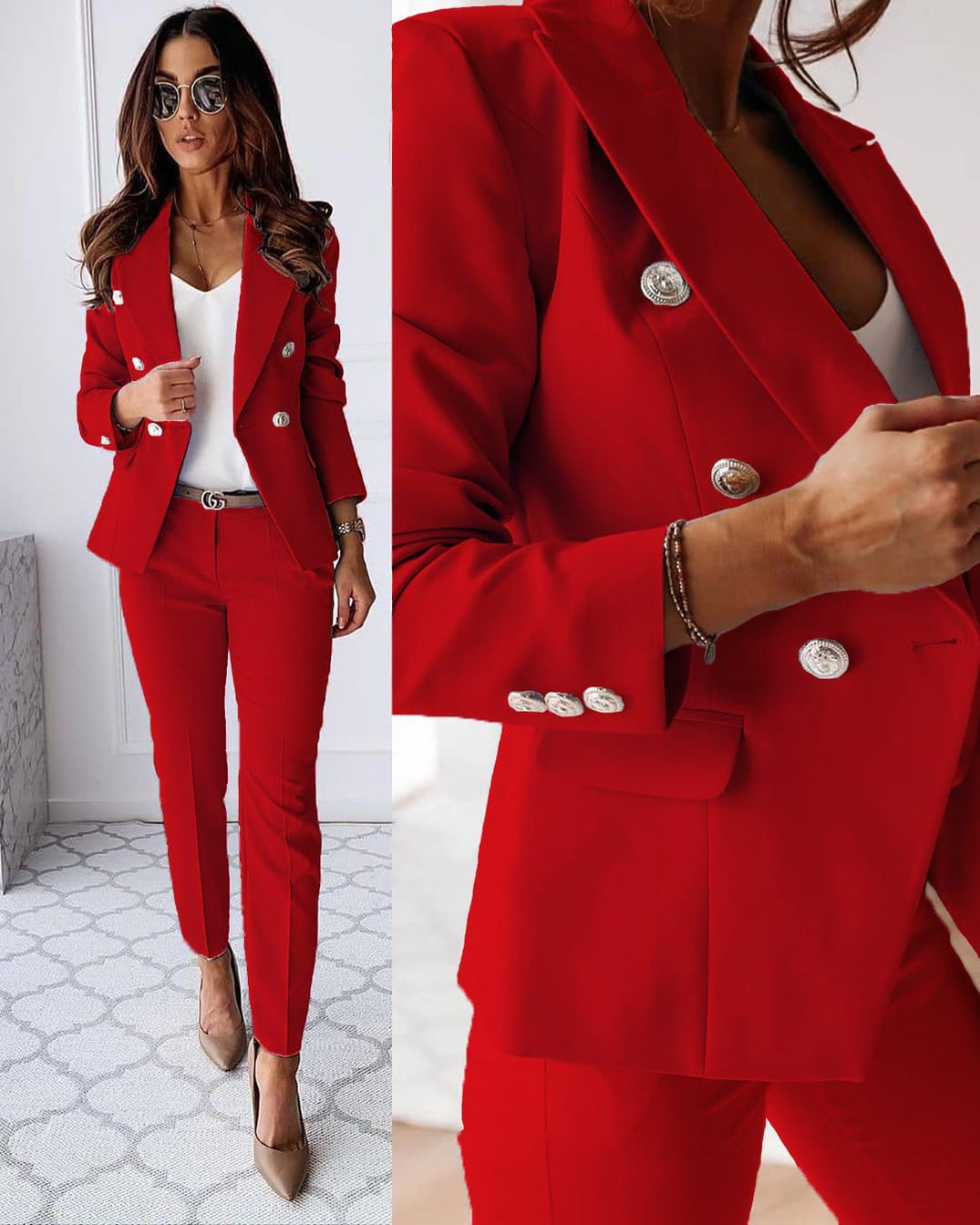 Women’s tailored jacket and pants suit set | Elena