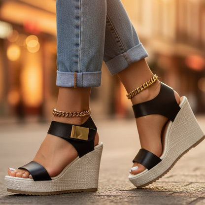 Comfortable orthopaedic platform wedge sandals for women | Amanda