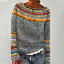 Women’s Fair Isle Knit Sweater with Round Neck | Aurora Lane