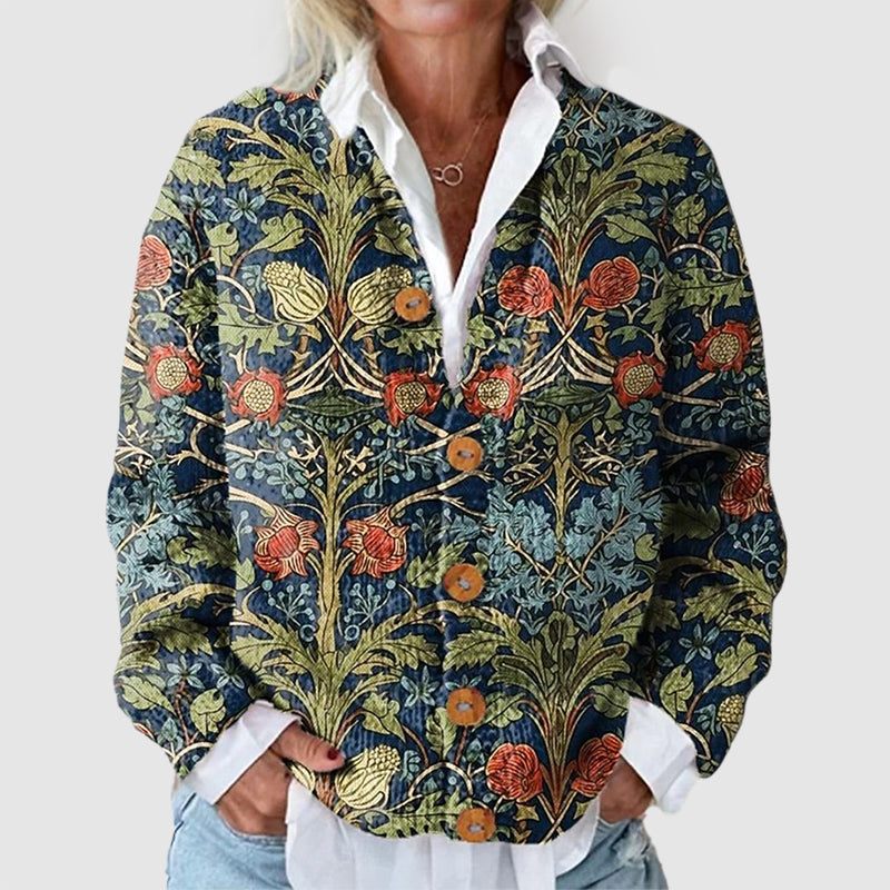 Floral button-front cardigan for women | Elara
