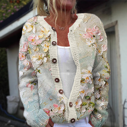 Floral button-front cardigan for women | Elara