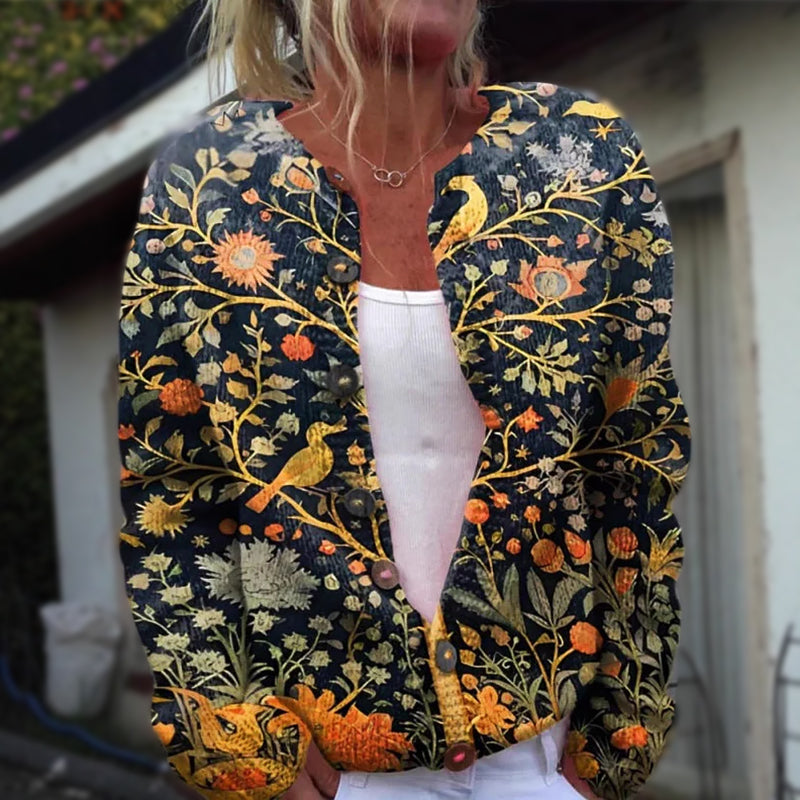 Floral button-front cardigan for women | Elara