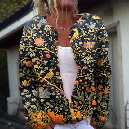Floral button-front cardigan for women | Elara